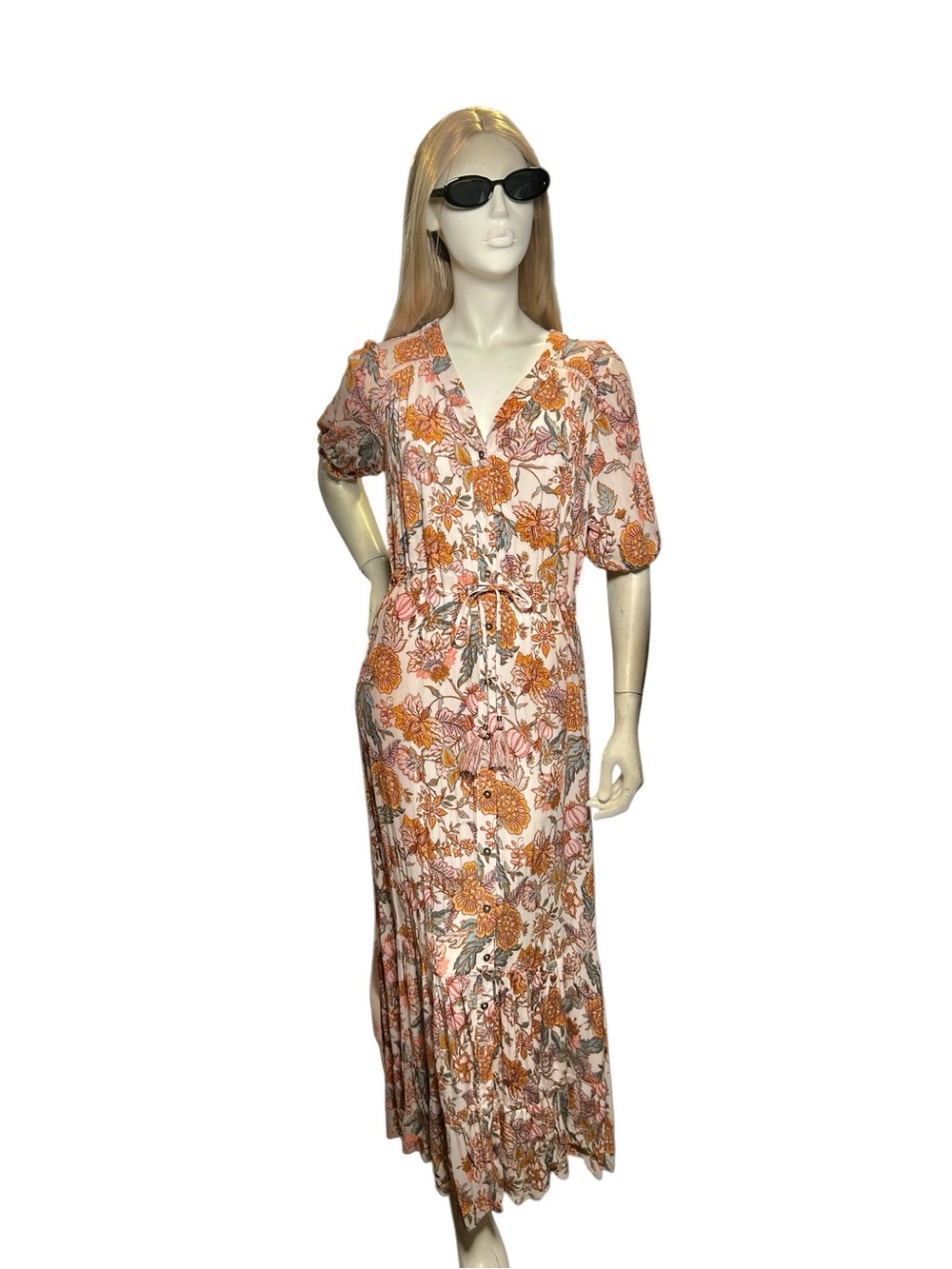 Knox Rose Blush Floral Maxi Dress Cottagecore Boho Prairie Grunge Fairy Size L